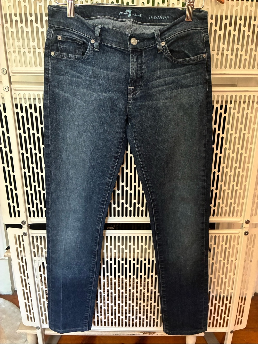 Seven Midrise Skinny Jeans in Dark Wash